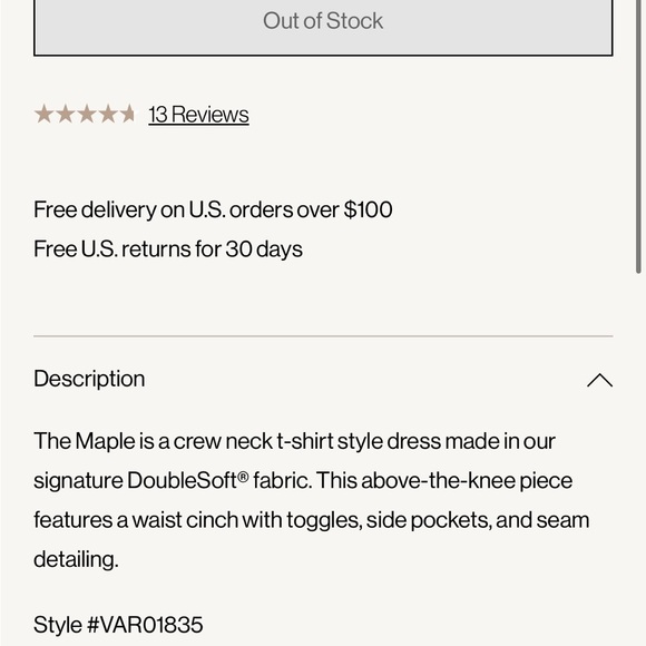 NWT Varley Maple DoubleSoft Dress in Abbey Stone / Khaki - S - Picture 10 of 12